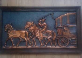 OBRAZ PŁASKORZEŹBA "Dyliżans z woźnicą" OBRAZ PŁASKORZEŹBA "Dyliżans z woźnicą"