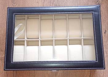 etui organizer pudełko opakowanie na 12 zegarków skóra 30x20x8 cm nowy