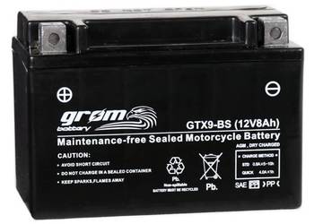 Akumulator motocyklowy GROM GTX9-BS YTX9-BS 12V 8Ah 130A L+