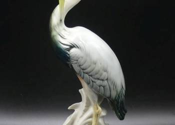 Duża kolekcjonerska czapla Karl Ens, 25 cm, Volkstedt, początek XX wieku