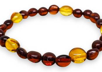 Bransoletka BURSZTYN bałtycki fasolka cytryna, barok konia #913