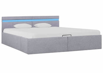 Rama łóżka podnośnik i LED jasnoszara tkanina 180 x 200 cm WM-285611