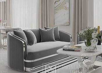 Nowoczesna sofa szara 3 osobowa srebrna kanapa glamour