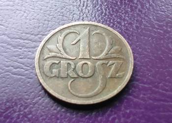 Moneta przedwojenna II RP 1 grosz 1936 -Brąz/ Rzadka/ Piękna