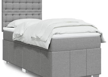 Łóżko kontynentalne z materacem jasnoszare tkanina 80x200 cm WM-3291509