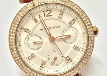 Michael Kors MK-2914 zegarek damski złoty kryształki czerwony pasek IDEAŁ