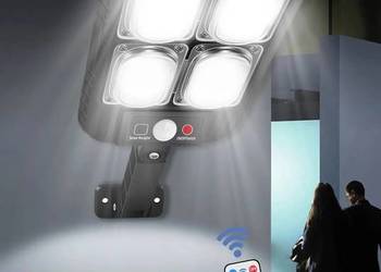Solarna lampa zewnętrzna z czujnikiem ruchu, zmierzchu i pilotem