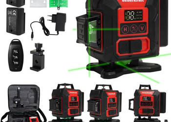 Poziomica laserowa płaszczyznowa zielony laser krzyżowy 360° 4D 16 linii