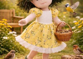 Lalka szmaciana stojąca i siedząca