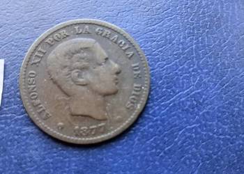 Stare monety 5 centymów 1877 Hiszpania