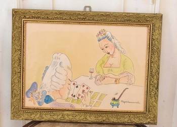 Maja Berezowska - Wróżenie z Kart - Akwarela Na Papierze Obraz