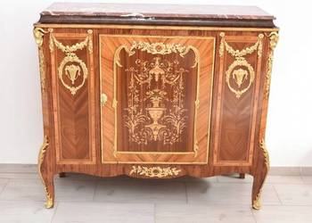 Piękna Komoda Empire - Drewno + Mosiądz Szafa - Intarsje Malunki Marmur