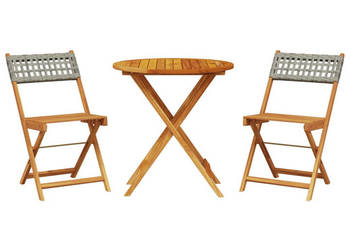 3-cz. zestaw mebli bistro szary rattan PE i drewno WM-3281839