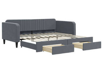 Sofa rozsuwana z szufladami ciemnoszara aksamit 100x200 cm WM-3197119