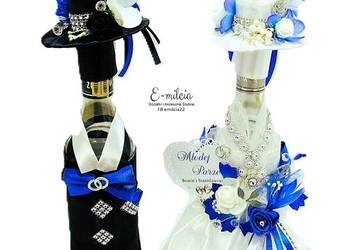 Ozdoba Dekoracja Ubranka na butelki Wino Ślub Rocznica