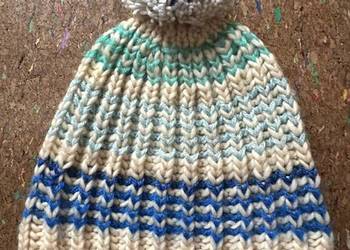Czapka z pomponem ręcznie robiona na drutach, unisex