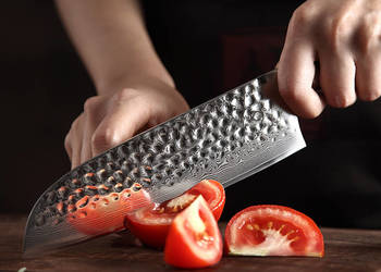 Nóż Szefa Kuchni stal damasceńska SANTOKU ostry wysyłka 12H
