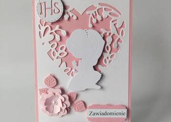 ZAWIADOMIENIA KOMUNIA DZIEWCZYNKA W SERCU RÓŻ - BIEL