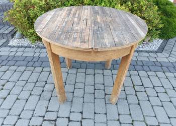 STÓŁ stary drewniany okrągły 90cm / Blat z listewek