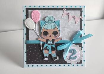 Kartka ręcznie robiona na urodziny dla dziewczynki LOL