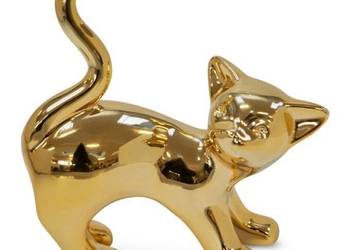 Figurka dekoracyjna złota kot 17X8X19