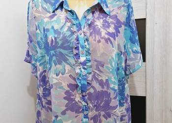 44 Zwiewna bluzka tiulowa z falbanka,nowa