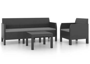 3-cz. zestaw wypoczynkowy poduszki rattan PP antracyt WM-3079678