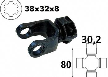 Widłak ciągnikowy 38x32x8 (8 frezów ) na krzyżak 30,2x80mm, 0FOPU5Z8