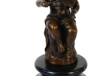 Rzeźba z brązu ANIOŁ putto grający figura z brązu 2