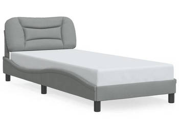 Rama łóżka z oświetleniem LED jasnoszara tkanina 90x190 cm WM-3213669