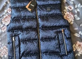Kamizelka pikowana Hugo Boss - granatowa monogram, nowy model - M