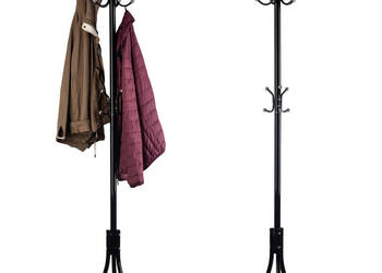 Wieszak stojący 16 haków na ubrania metal czarny ModernHome