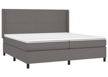 Łóżko kontynentalne z materacem i LED szara ekoskóra 200x200cm WM-3139287