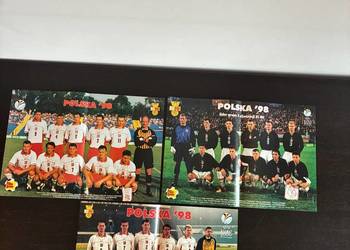 3 plakaty dwustronne Reprezentacja Polski 1998, Brzęczek, Kowalczyk, Ginola