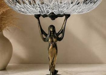 Secesyjna patera kryształowa na mosiężnej podstawie