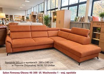 Nowy Narożnik SIELLA 280 x 240 cm /  Tkanina Zmywalna / ze spaniem / -40%
