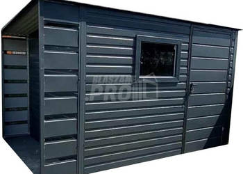 Schowek - domek ogrodowy 2,5x2,5m + wiata 0,5m Okno antracyt GP457