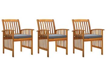 Krzesła ogrodowe z poduszkami, 3 szt., lite drewno akacjowe(312131) Krzesła ogrodowe z poduszkami, 3 szt., lite drewno akacjowe(312131)