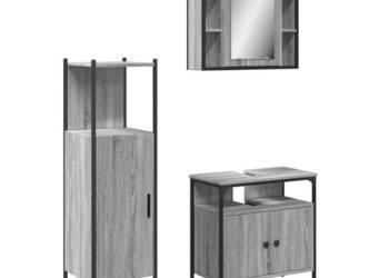 3-częściowy zestaw szafek łazienkowych szary dąb sonoma WM-3214758