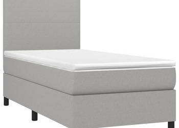 Łóżko kontynentalne z materacem jasnoszare tkanina 90x200 cm WM-3134685