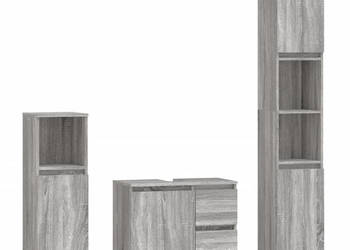 3-częściowy zestaw mebli łazienkowych szary dąb sonoma WM-3190227