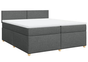 Łóżko kontynentalne z materacem ciemnoszara tkanina 200x200 cm WM-3286781