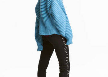 Czarne spodnie leginsy legginsy H&M dżety po bokach XS 34