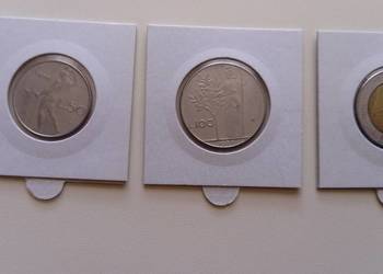 Moneta 50 lirów 1980, 100 lirów 1978, 500 lirów 1984 r Włoch
