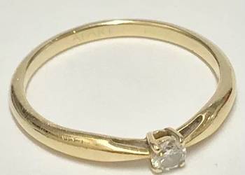 Złoty PIERŚCIONEK zaręczynowy 585 14K BRYLANT 0.1ct APART r.