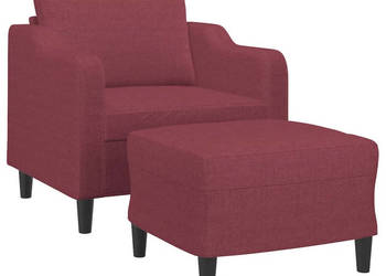Fotel z podnóżkiem winna czerwień 60 cm obity tkaniną WM-3201133