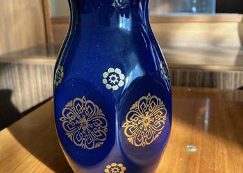 Kobaltowy wazon Wawel porcelana złote ornamenty PRL vintage