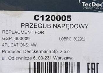 PRZEGUB PÓŁOSI 2 szt  komplet C120005 DENCKERMANN AUDI SEAT VW SKODA