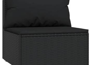 vidaXL Środkowy moduł sofy z poduszkami, czarny, polirattan(SKU:319785)