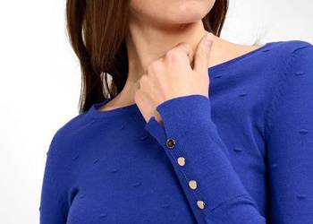 Nowy dopasowany sweter z guzikami niebieski wzór 3D Orsay S